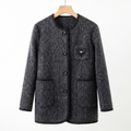 Elegant Wool-Alpaca Blend  Blend Round-Neck Coat with Heart Appliqué | Premium Minimalist Outerwear