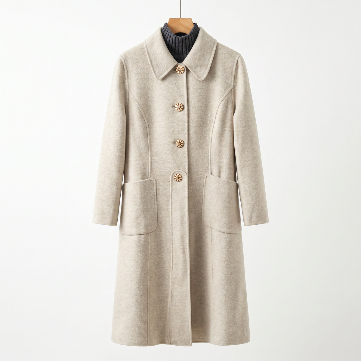 Wool, Rabbit Hair & Mulberry Silk Long Coat