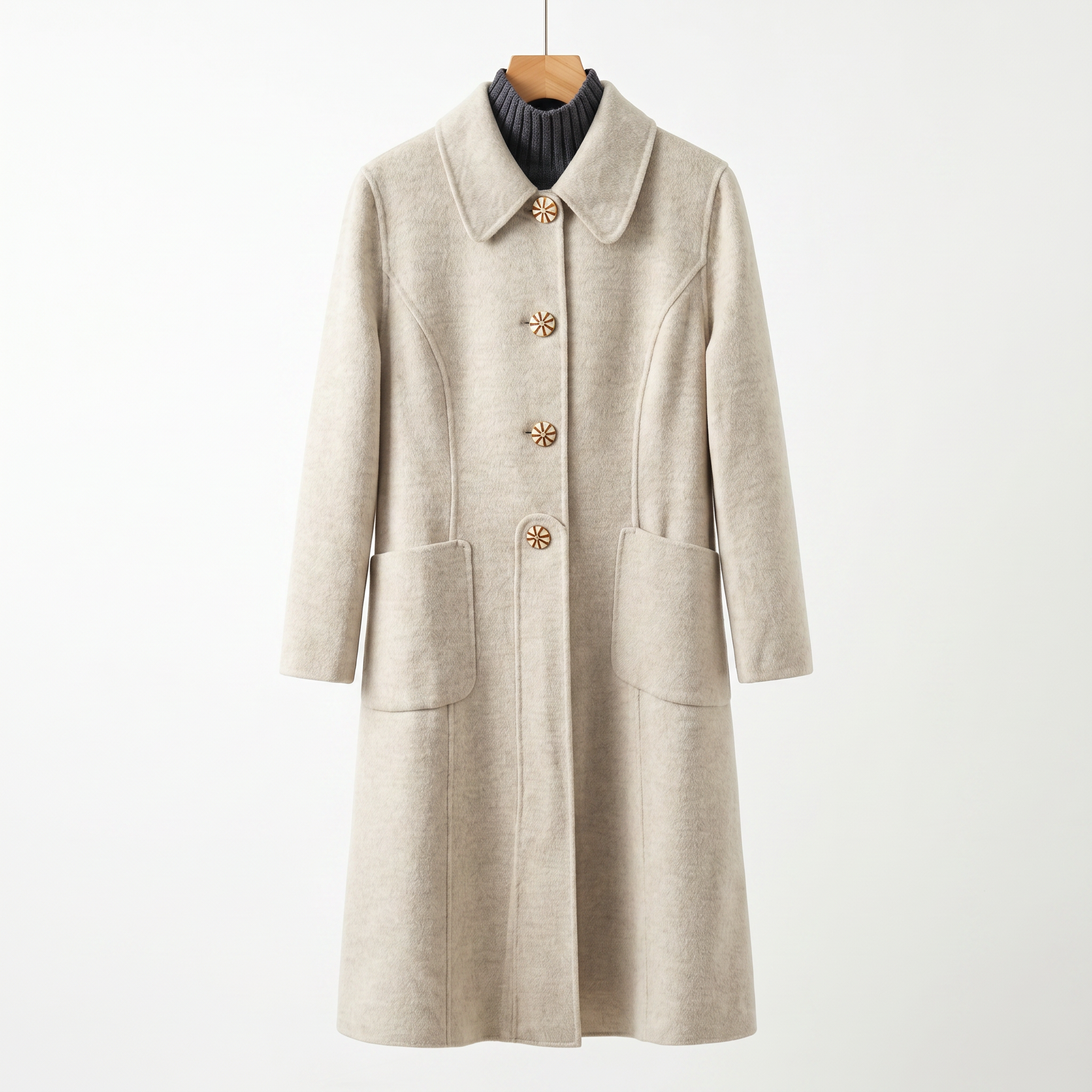 Wool, Rabbit Hair & Mulberry Silk Long Coat