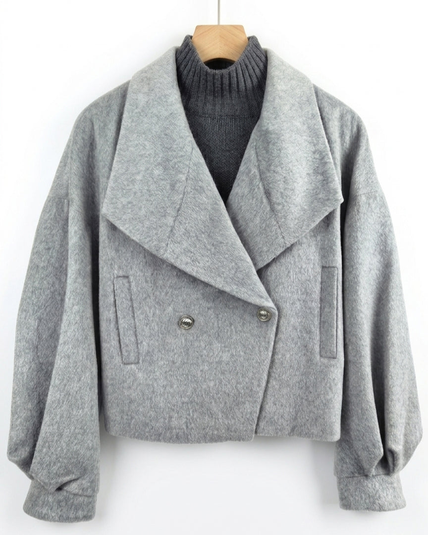 Women's Wool-Blend Cropped Double-Breasted Jacket