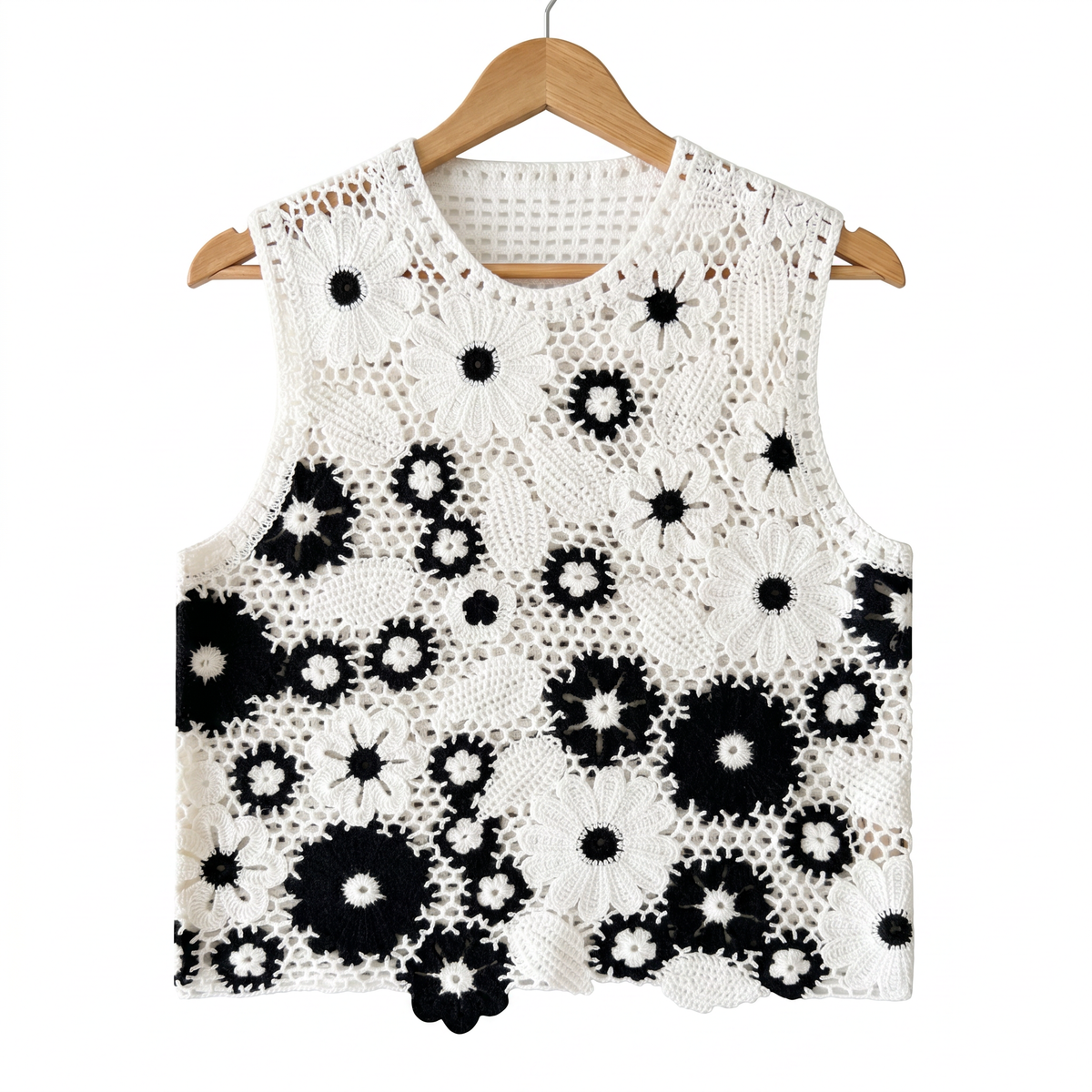 Sale— 100% Wool Handcrafted Floral Crochet Vest