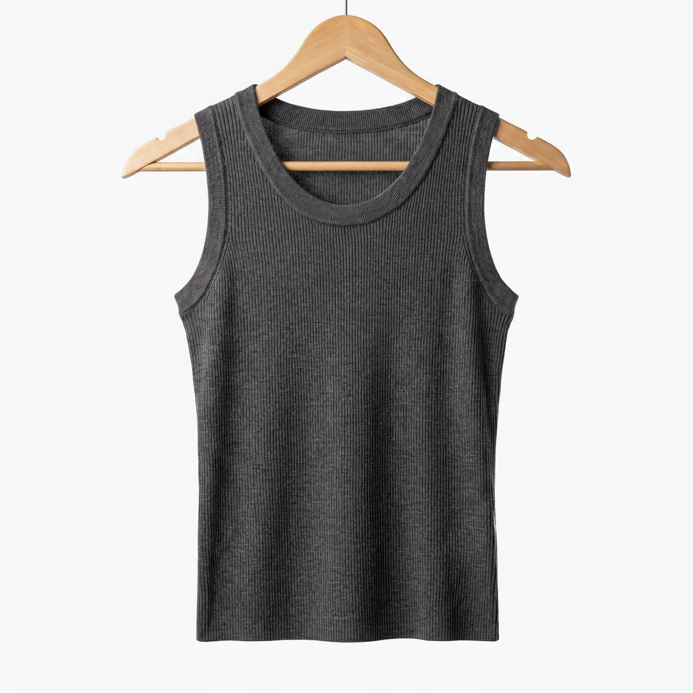 Cashmere-Mix Damen Tanktop Rundhals Fein-Strick Basic Ärmellos [Size]