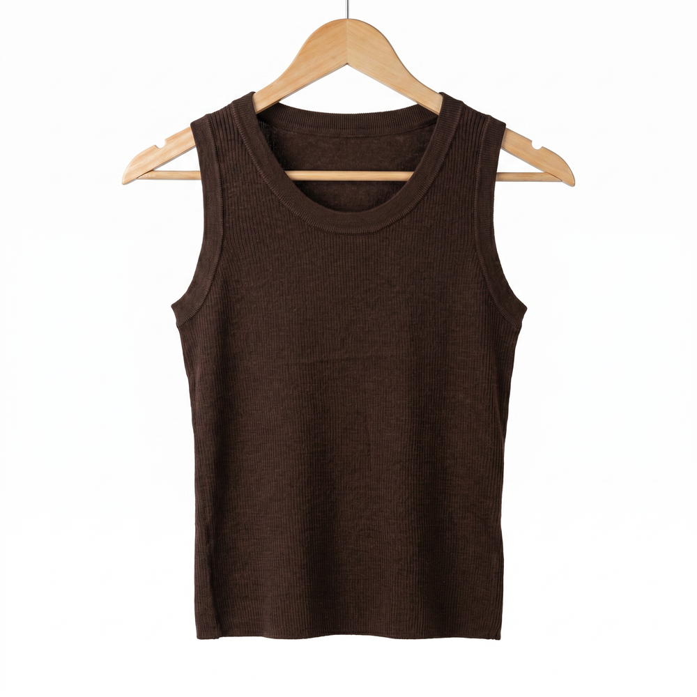 Cashmere-Mix Damen Tanktop Rundhals Fein-Strick Basic Ärmellos [Size]