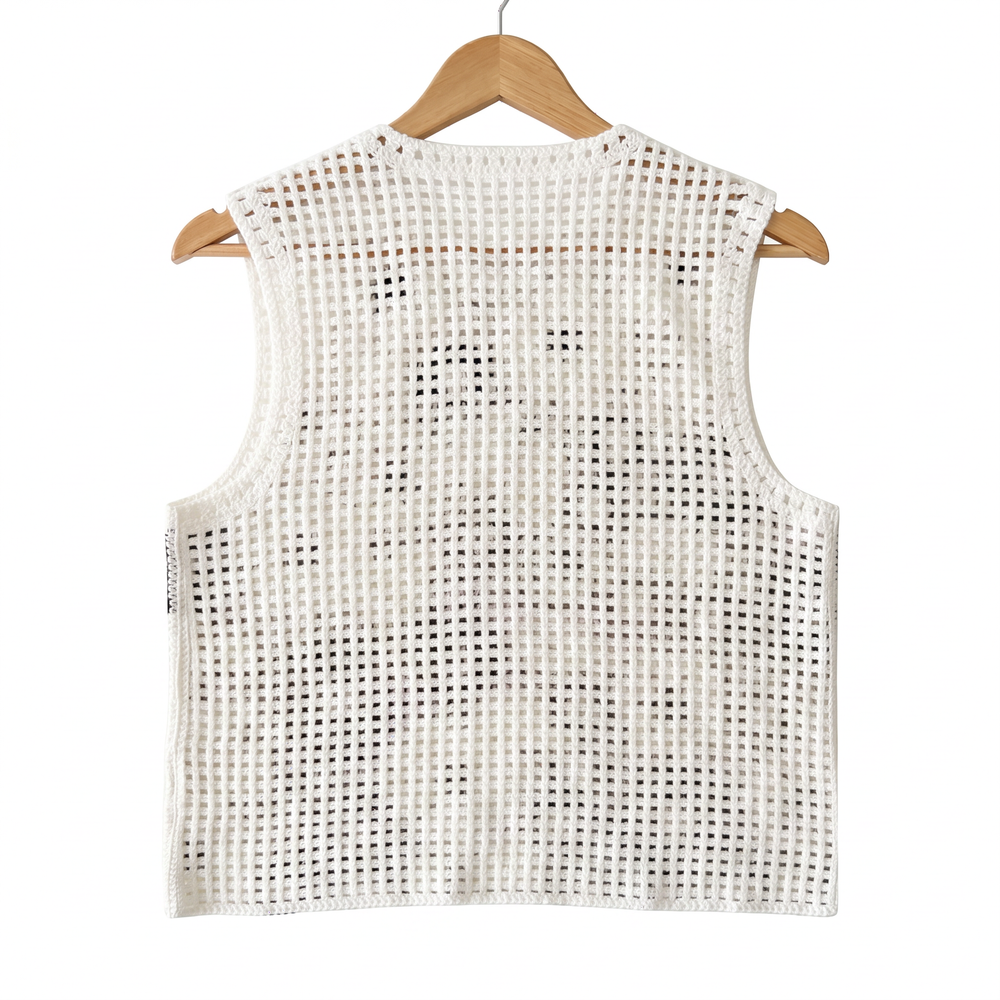 Sale— 100% Wool Handcrafted Floral Crochet Vest