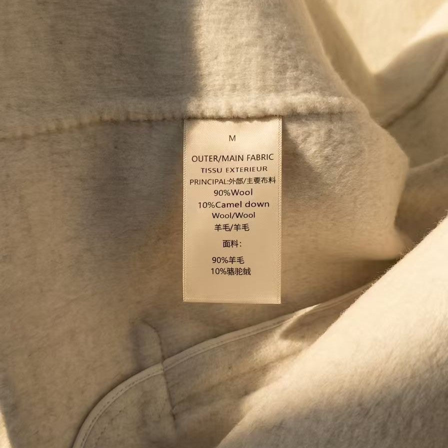 Premium Wool-Camel Down Blend Double-Breasted Cropped Jacket | Minimalist Elegant Outerwear