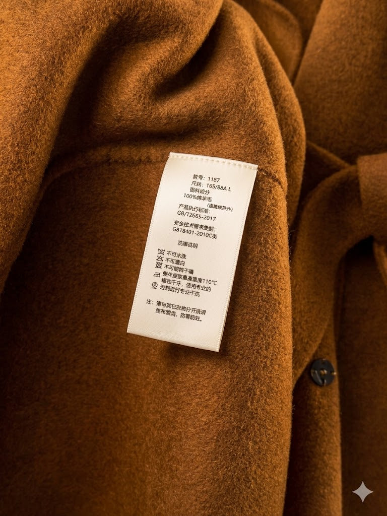 Luxury 100% Pure Wool Belted Long Coat