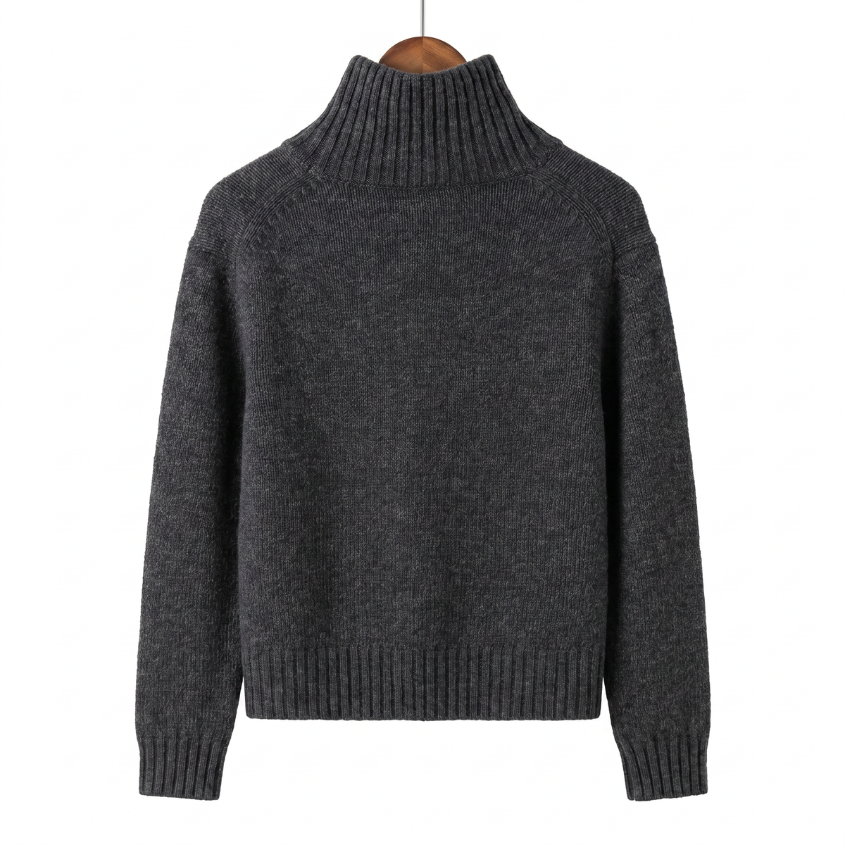 Premium Cashmere-Wool Blend High-Neck Knit Sweater
