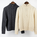 Premium Cashmere-Wool Cable-Knit Quarter-Zip Sweater