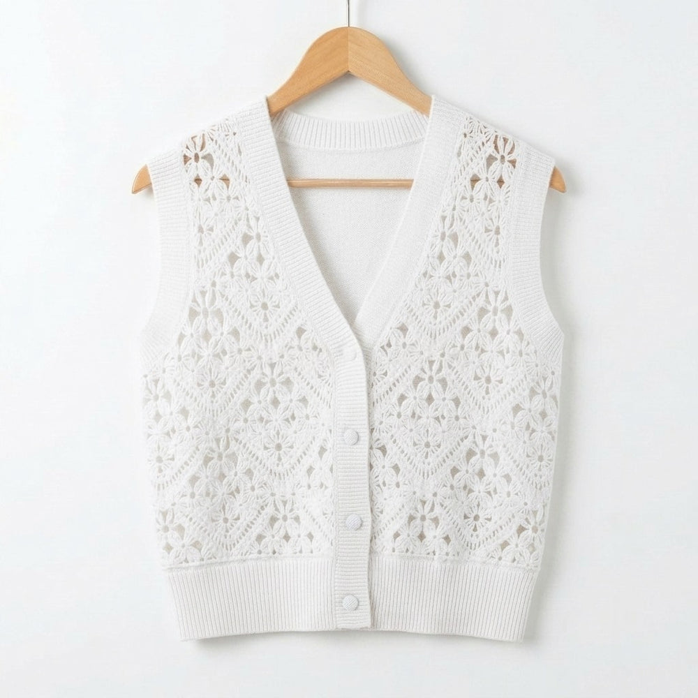 100% Wolle Häkel Zweiteiler Damen – Luxuriöses Strick-Set Weste & Shorts