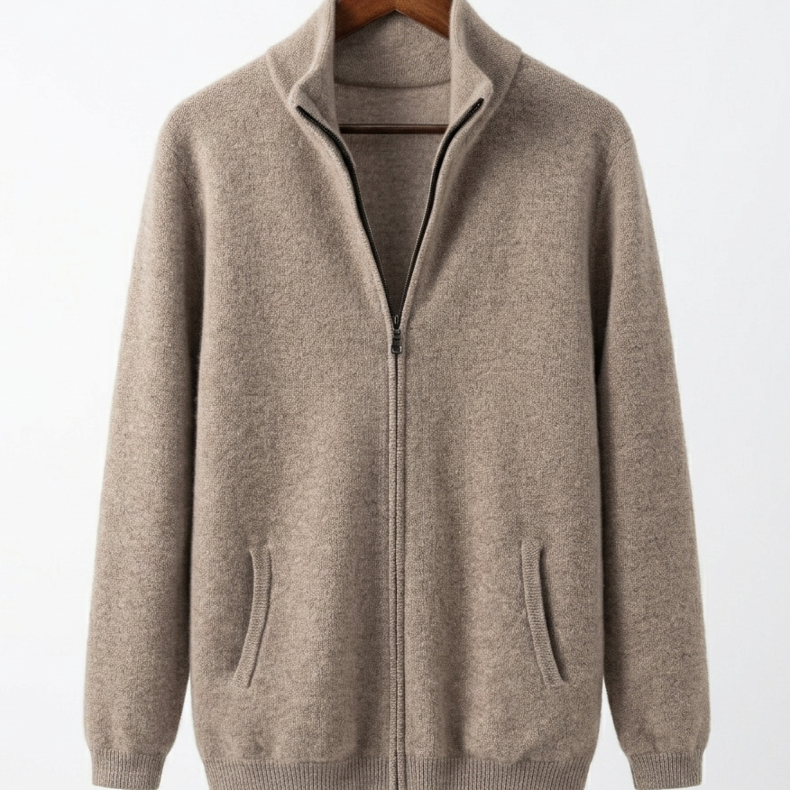 Premium 100% Cashmere Full-Zip Cardigan