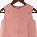 Girls' 100% Wool Bow-Accent Ruffle Dress