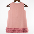 Girls' 100% Wool Bow-Accent Ruffle Dress