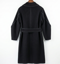 Premium 100% Wool Long Coat with Leather Trim