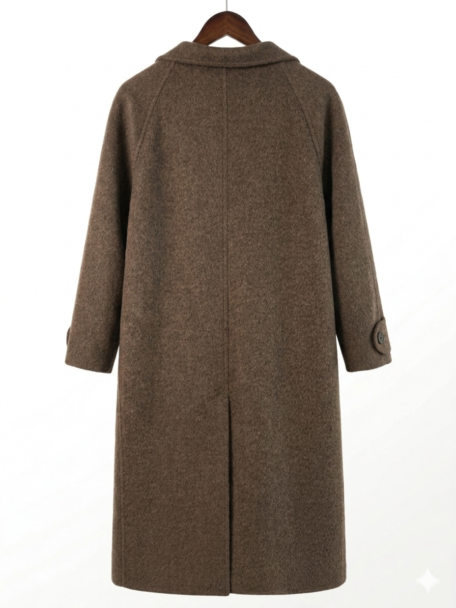 Classic Cashmere-Wool Blend Coat with Matching Bag