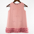 Girls' 100% Wool Bow-Accent Ruffle Dress