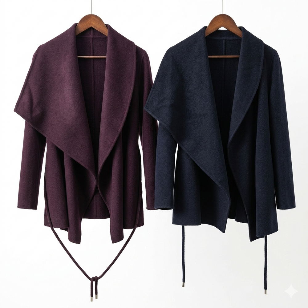 Minimalist Shawl-Collar Belted Coat
