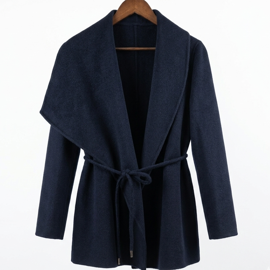 Minimalist Shawl-Collar Belted Coat