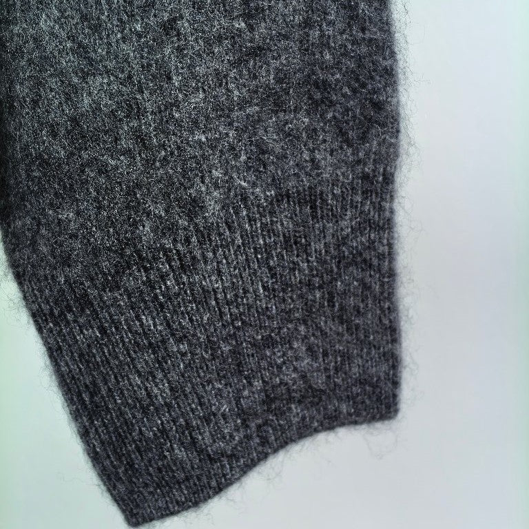 Classic Fuzzy Cashmere-Wool Blend V-Neck Sweater