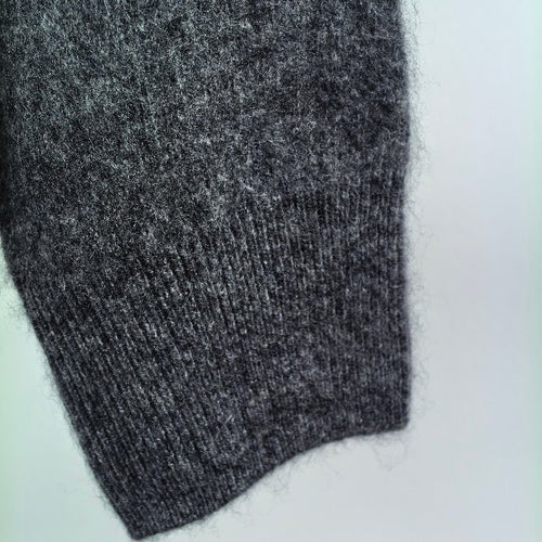 Classic Fuzzy Cashmere-Wool Blend V-Neck Sweater