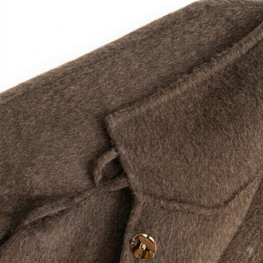 Classic Cashmere-Wool Blend Coat with Matching Bag