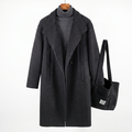 Premium Wool-Cashmere Blend Long Coat with Matching Tote