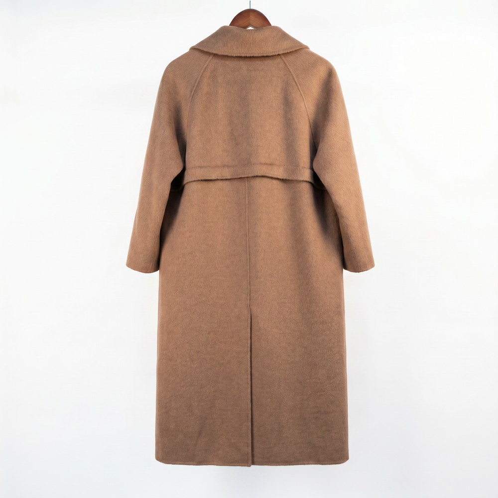 Premium Australian Wool-Camel Blend Double-Breasted Long Coat