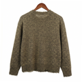 Embellished Fuzzy Cashmere-Wool Crewneck Sweater with Sequins