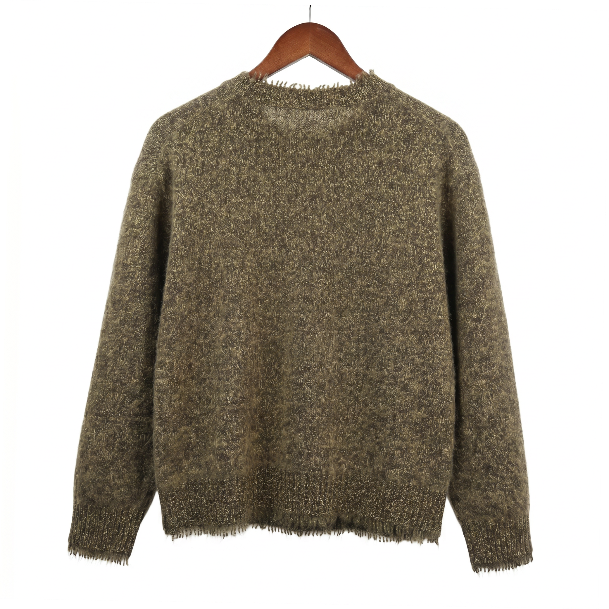 Embellished Fuzzy Cashmere-Wool Crewneck Sweater with Sequins