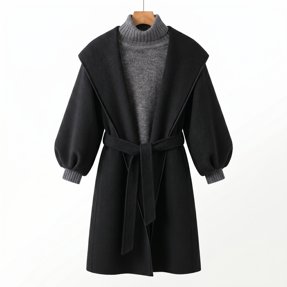 Wool & Yak Hair Balloon-Sleeve Coat