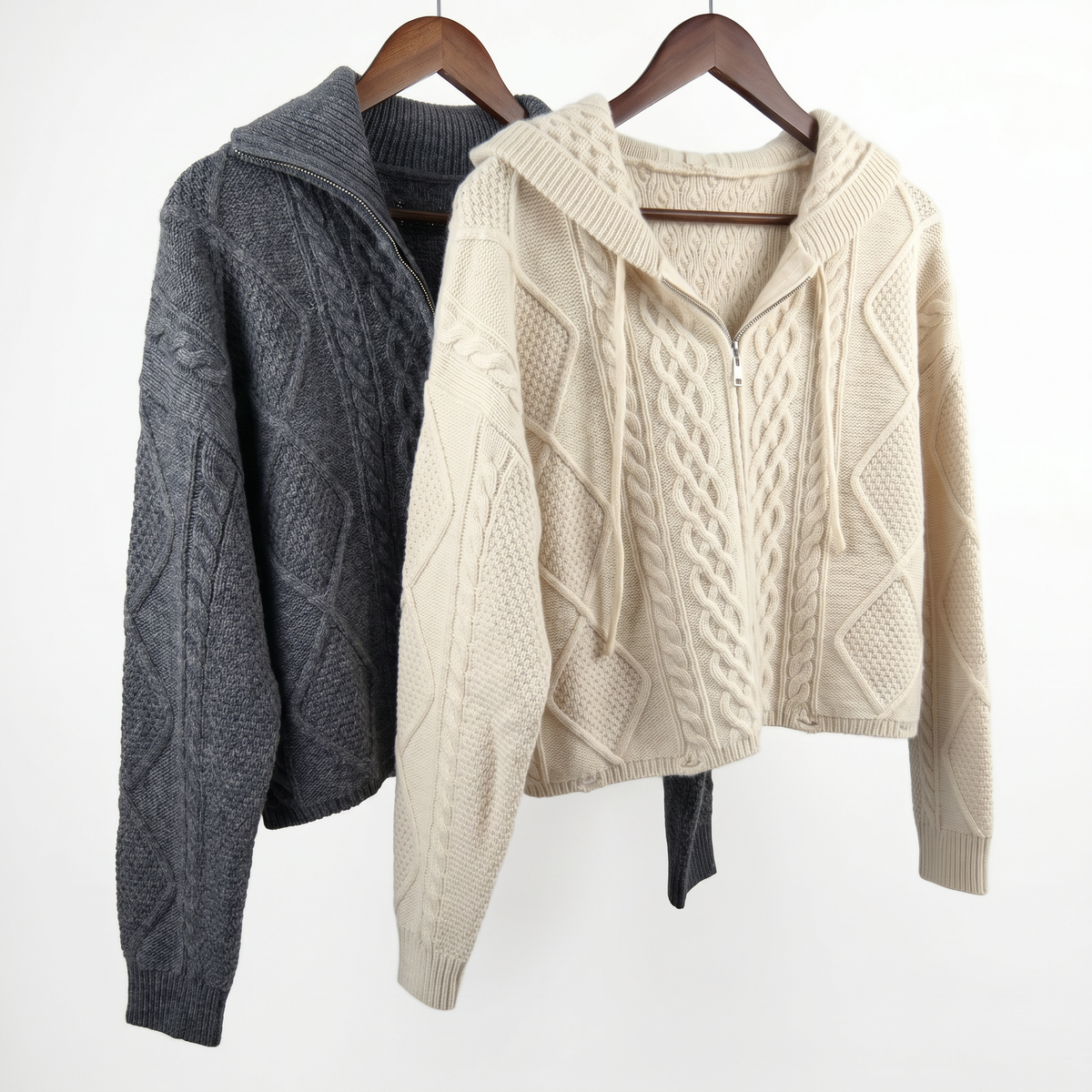 Luxury 100% Cashmere Cable-Knit Hoodie
