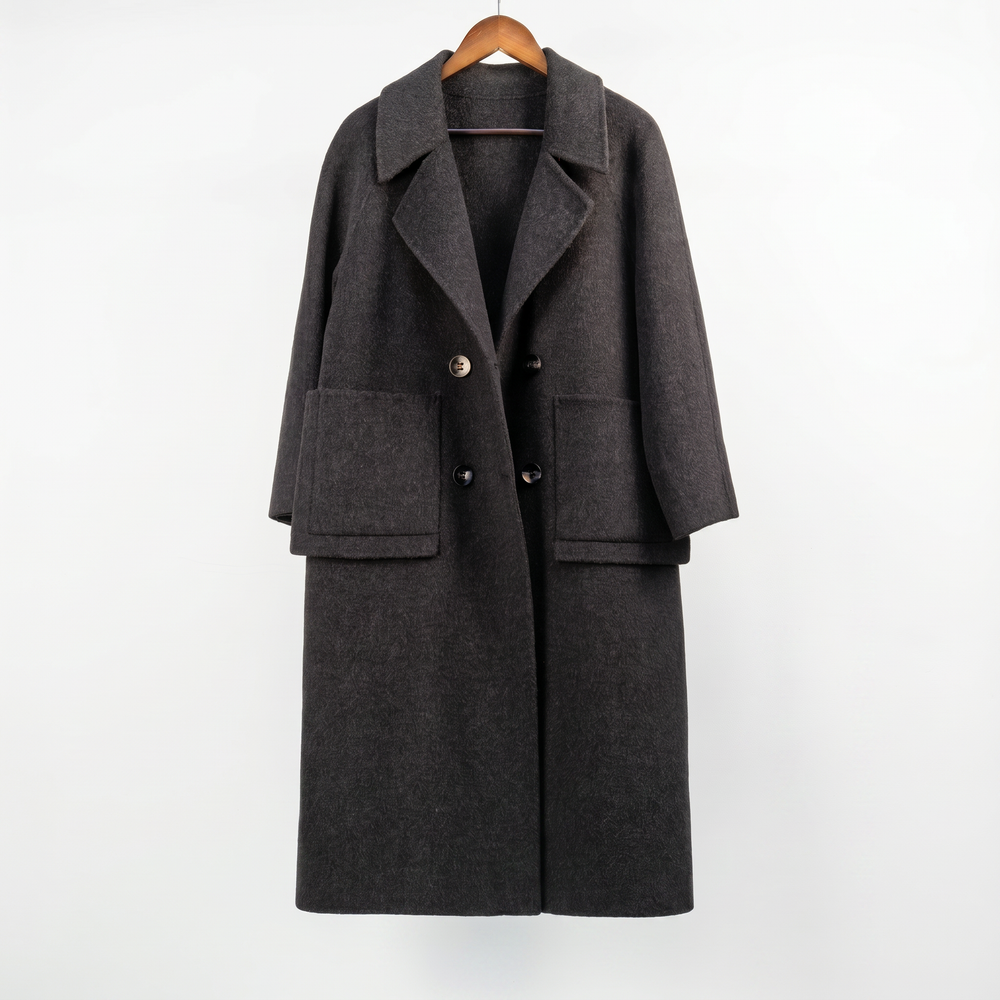Premium Australian Wool-Camel Blend Double-Breasted Long Coat