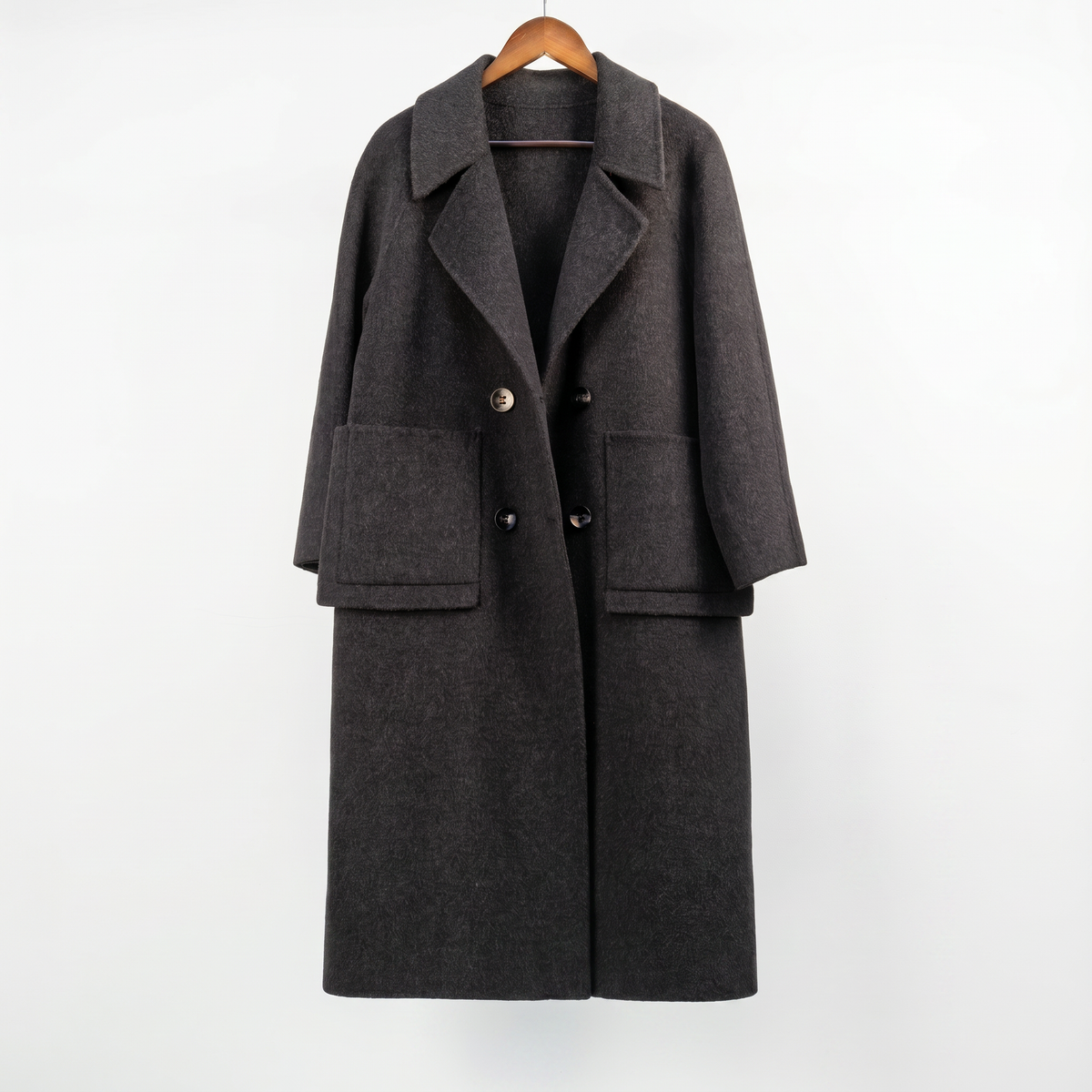 Premium Australian Wool-Camel Blend Double-Breasted Long Coat
