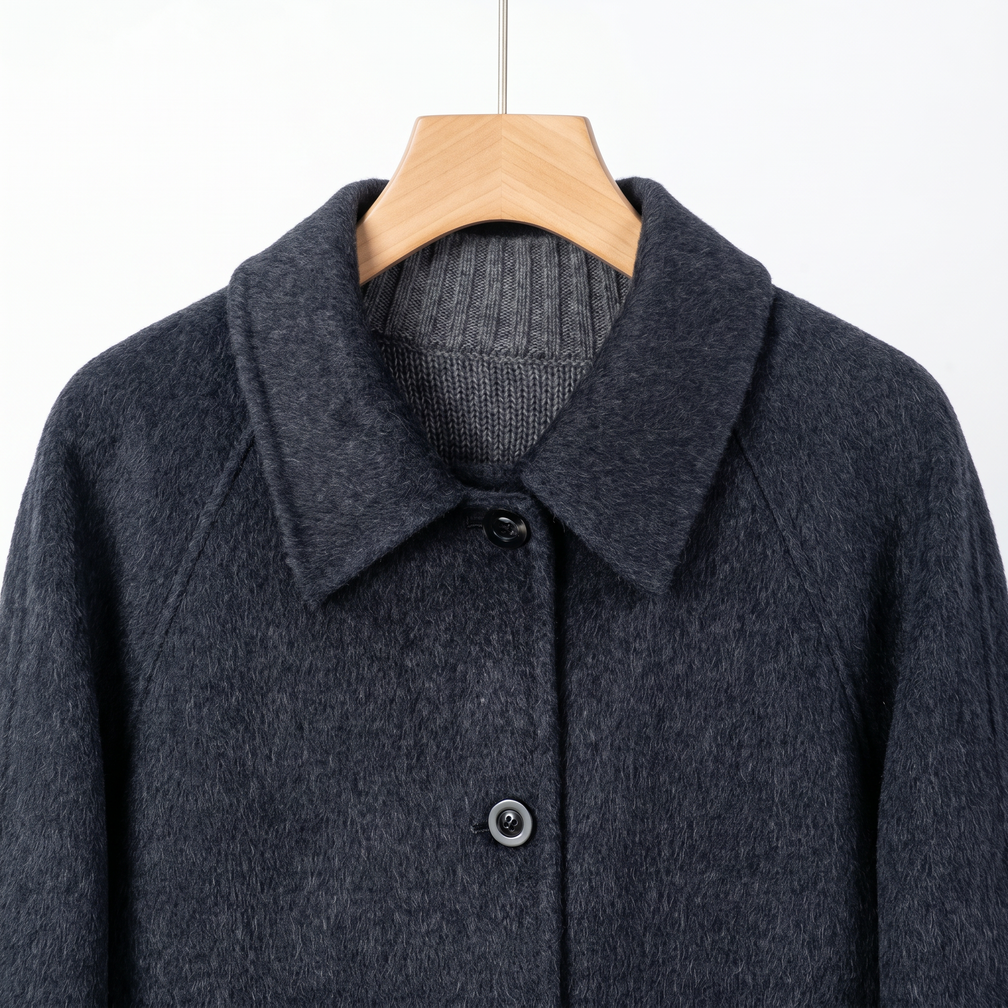 Premium Wool-Blend Long Coat with Matching Crossbody Bag