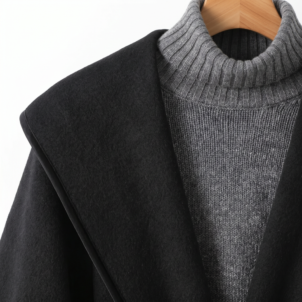 Wool & Yak Hair Balloon-Sleeve Coat