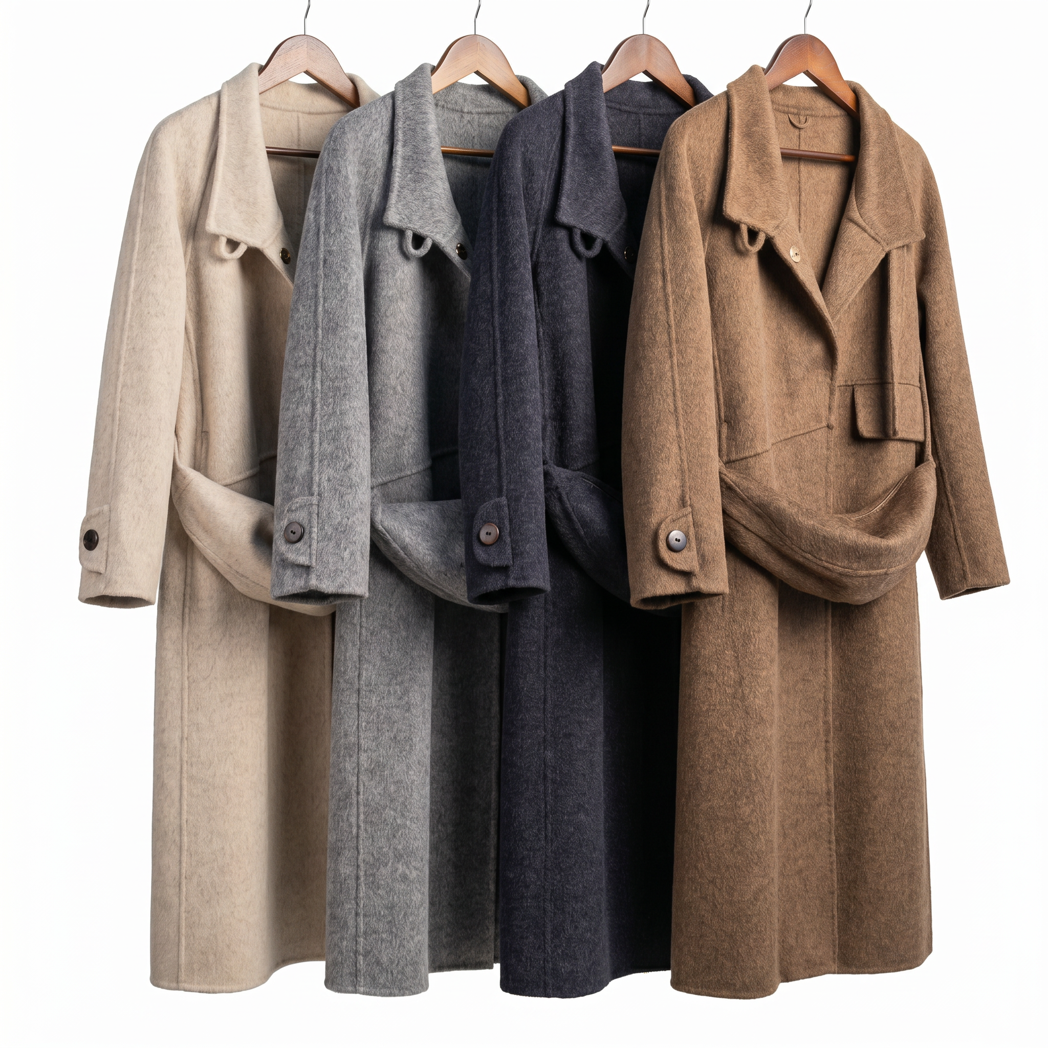 Classic Cashmere-Wool Blend Coat with Matching Bag