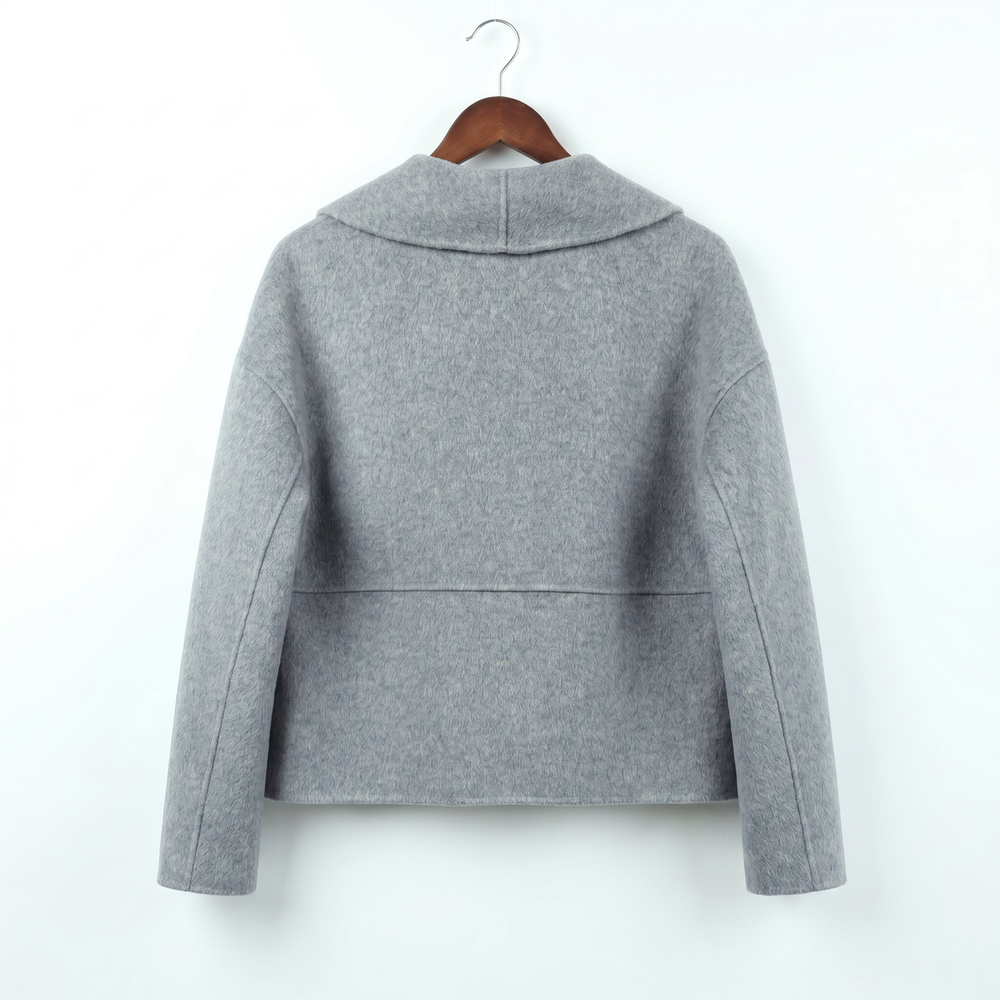 Premium Wool-Alpaca Blend Cropped Jacket with Metal Button Detail | Elegant Winter Outerwear