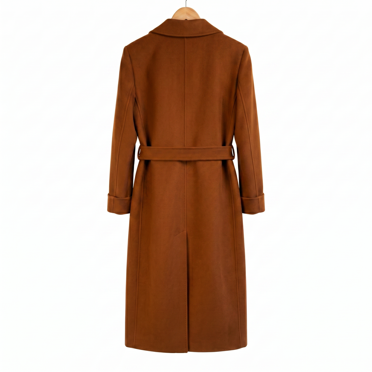 Luxury 100% Pure Wool Belted Long Coat