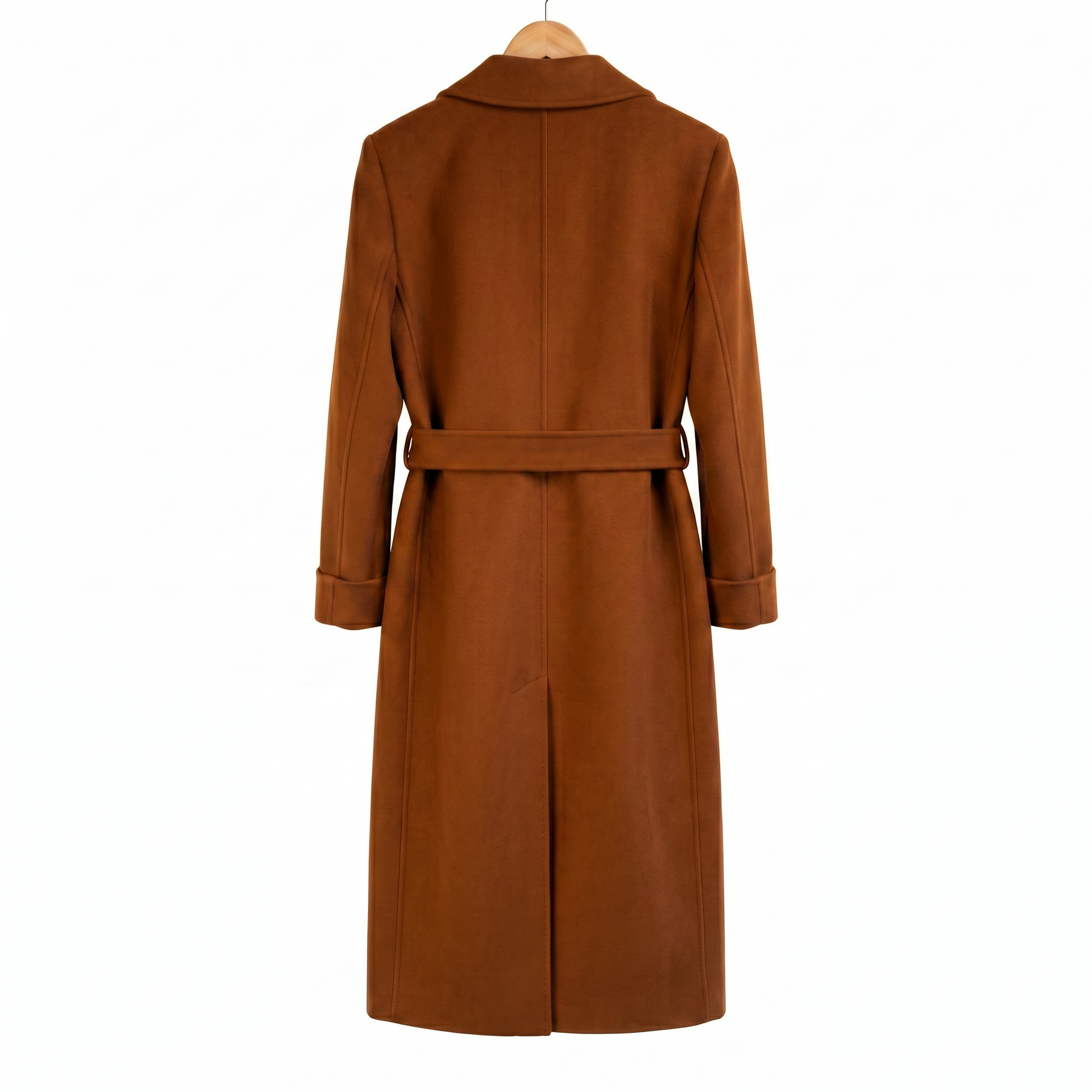 Luxury 100% Pure Wool Belted Long Coat