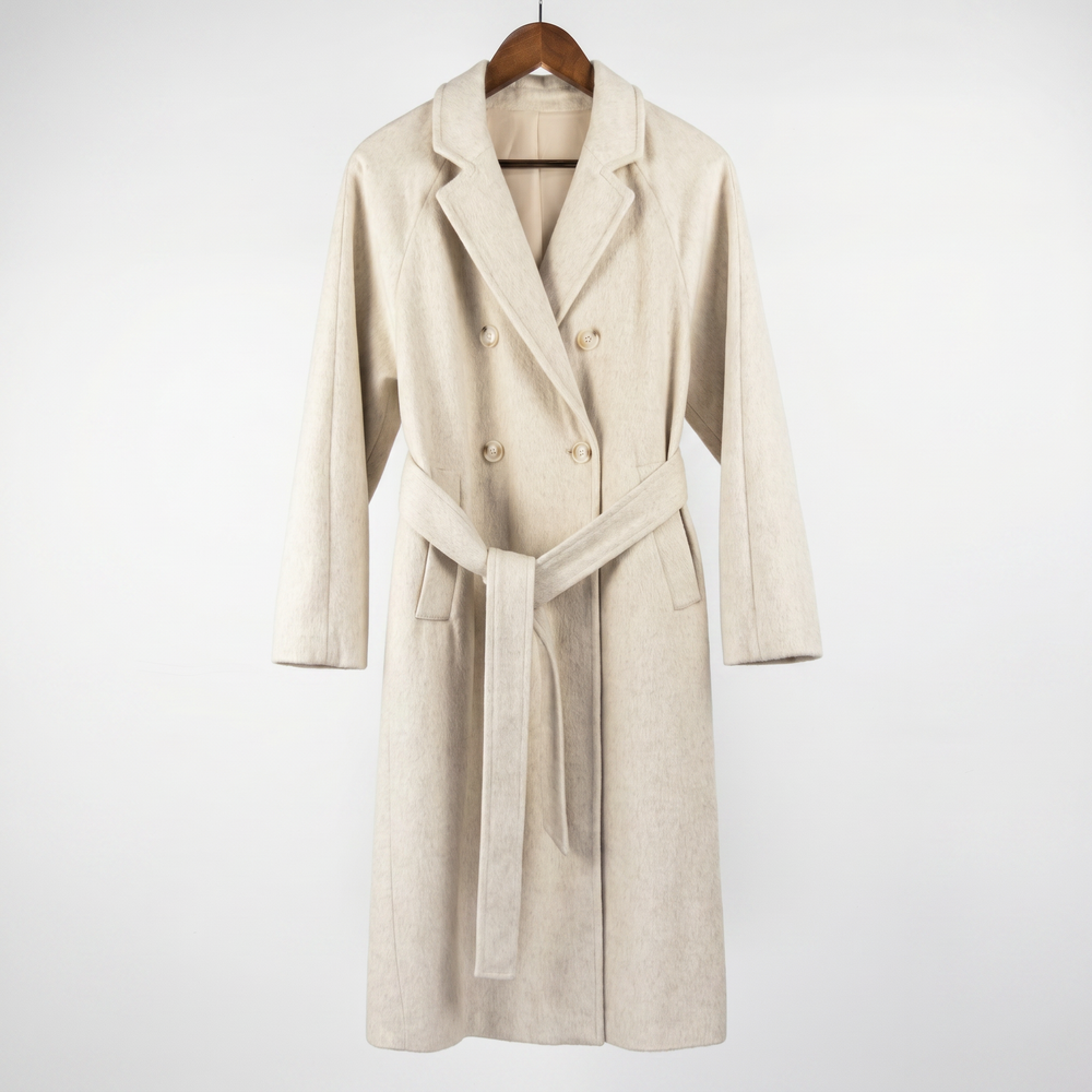Premium Wool & Camel Down Blend Double-Breasted Long Coat