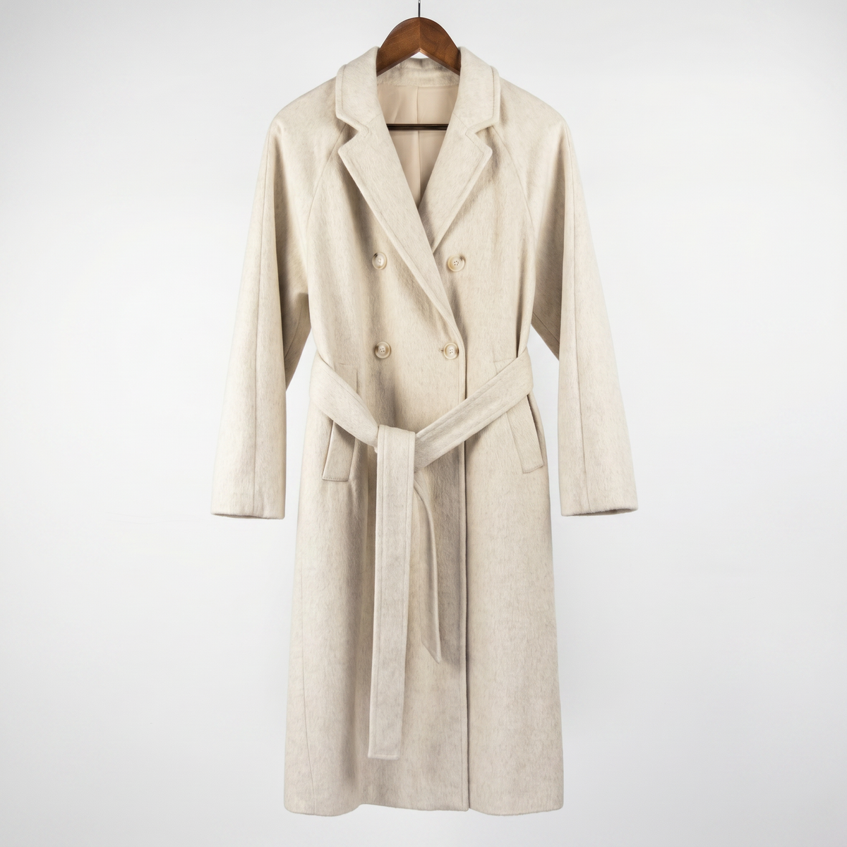 Premium Wool & Camel Down Blend Double-Breasted Long Coat
