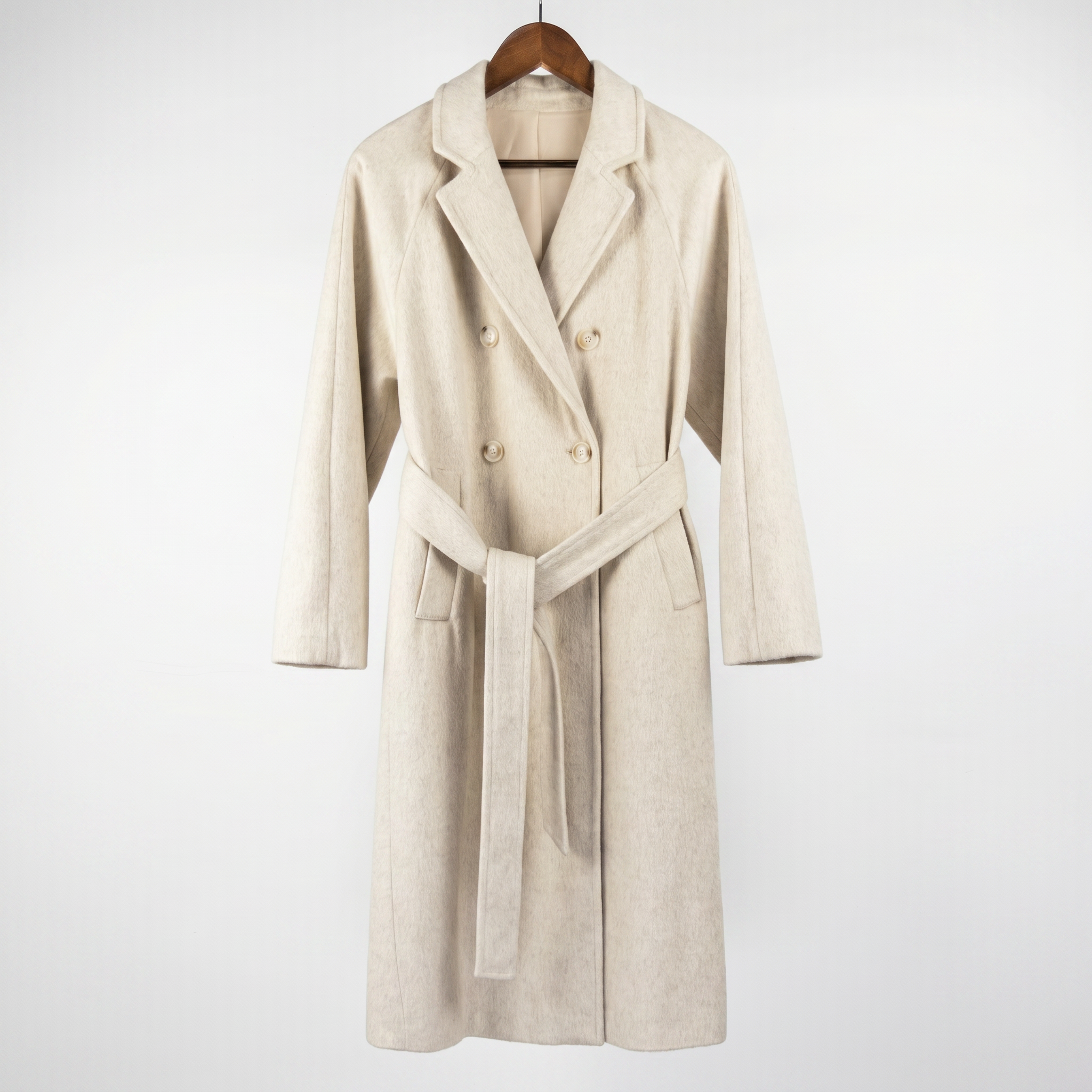 Premium Wool & Camel Down Blend Double-Breasted Long Coat