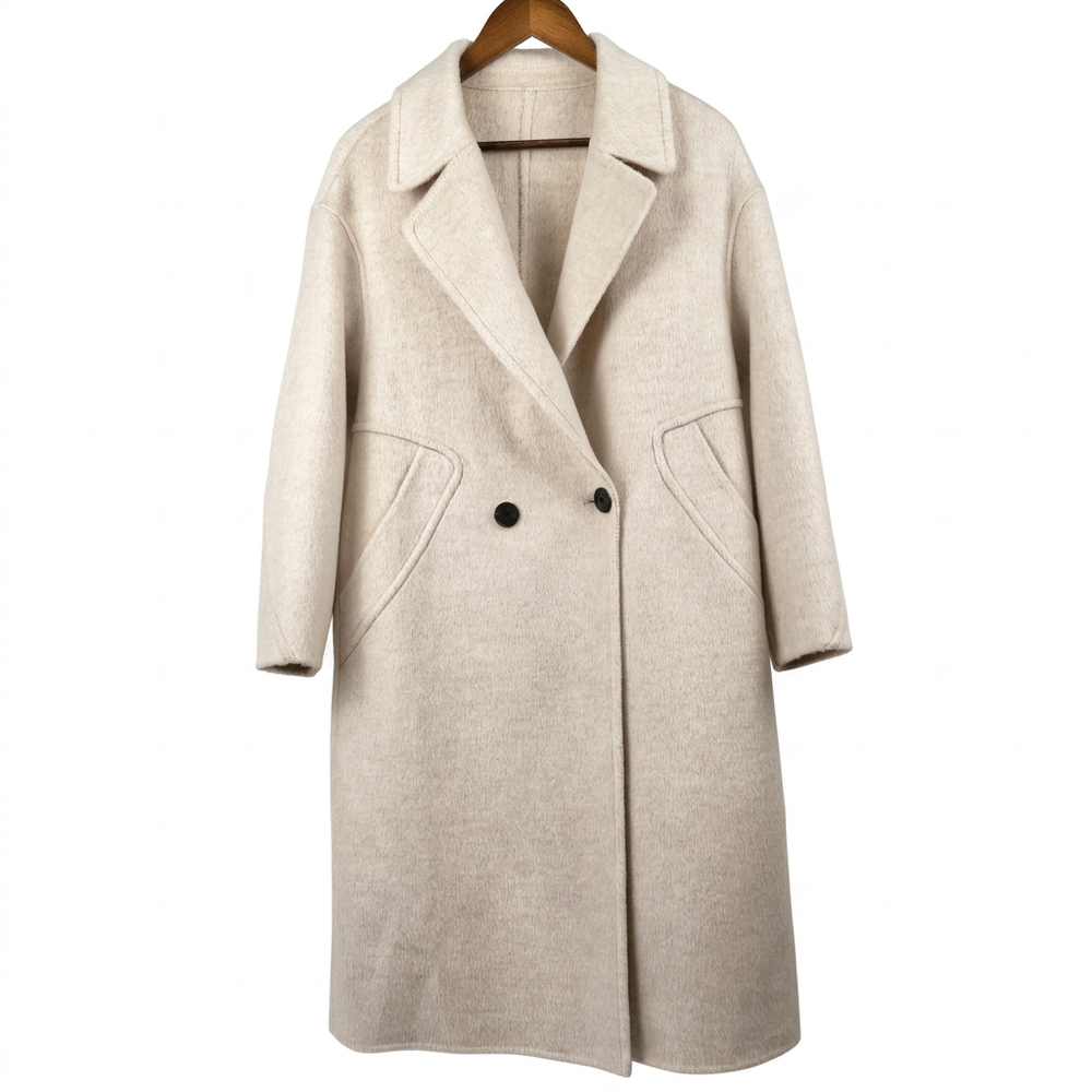 Premium 90% Australian Wool-Camel Blend Double-Breasted Coat