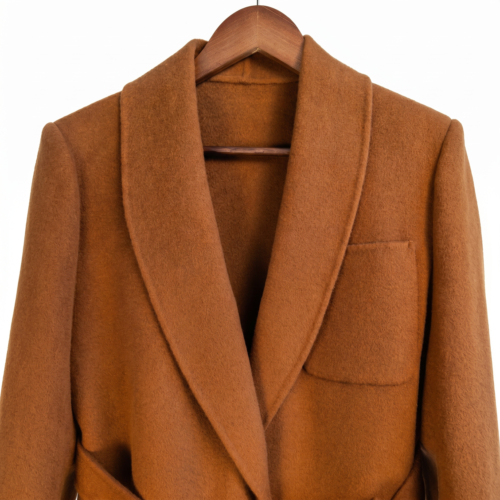 Luxury 100% Pure Wool Belted Long Coat
