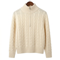 Premium Cashmere-Wool Cable-Knit Quarter-Zip Sweater