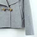 Premium Wool-Alpaca Blend Cropped Jacket with Metal Button Detail | Elegant Winter Outerwear