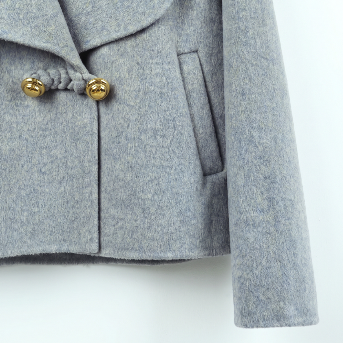 Premium Wool-Alpaca Blend Cropped Jacket with Metal Button Detail | Elegant Winter Outerwear