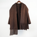 Wool & Camel Fleece Wrap Coat with Integrated Scarf