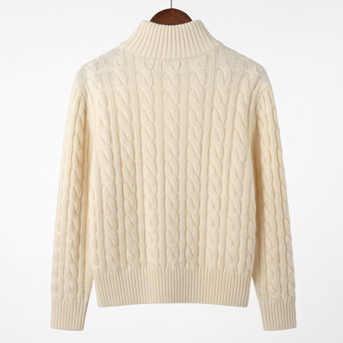Premium Cashmere-Wool Cable-Knit Quarter-Zip Sweater