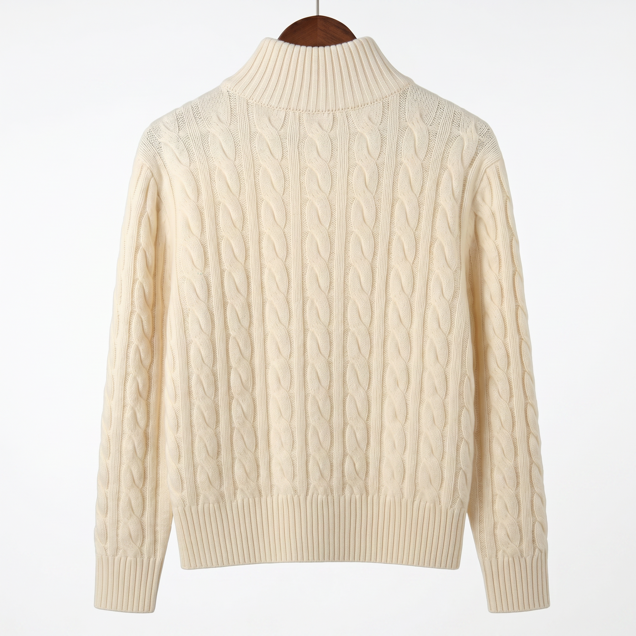 Premium Cashmere-Wool Cable-Knit Quarter-Zip Sweater