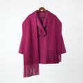 Wool & Camel Fleece Wrap Coat with Integrated Scarf